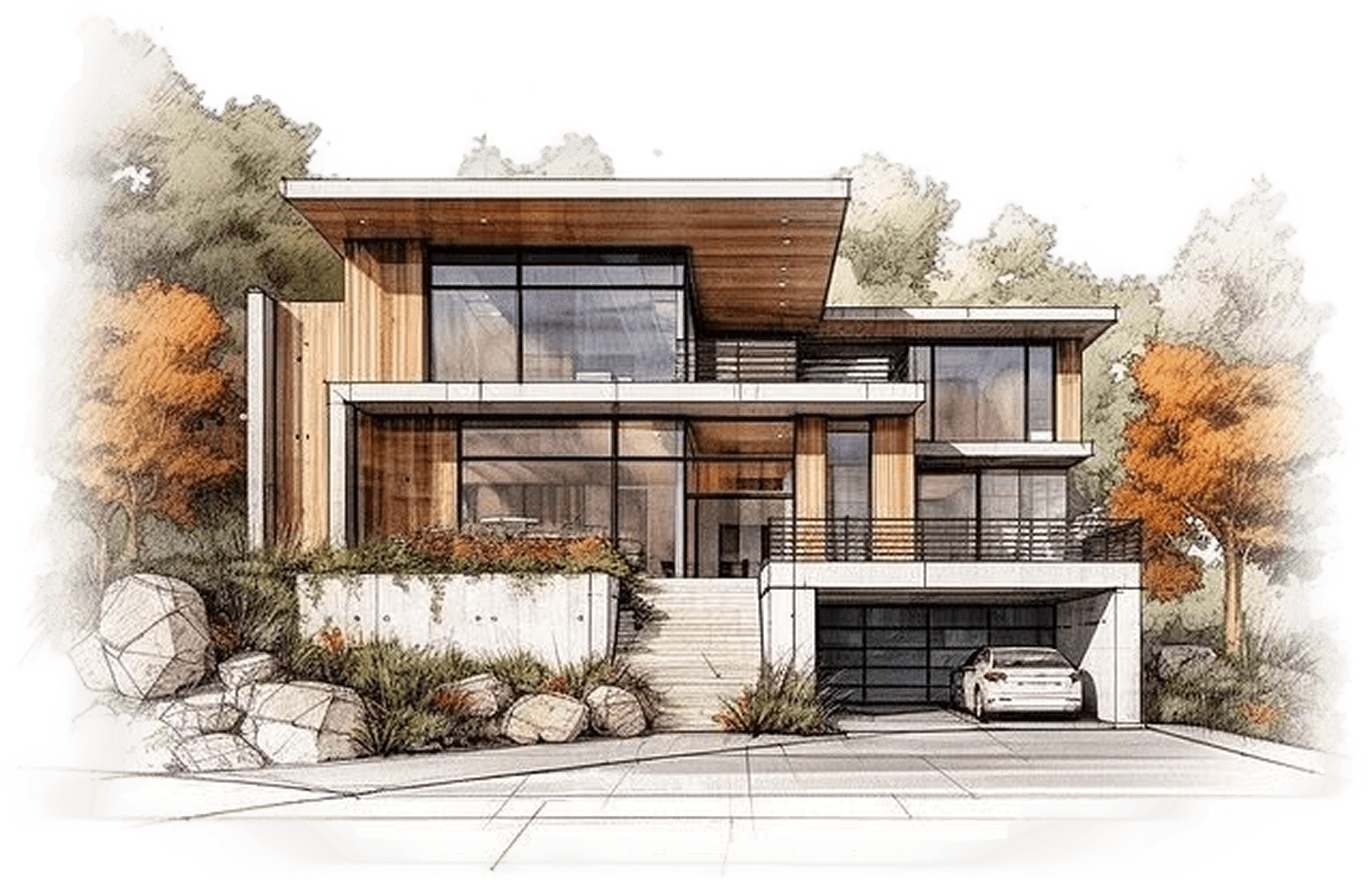 Commercial property architectural illustration