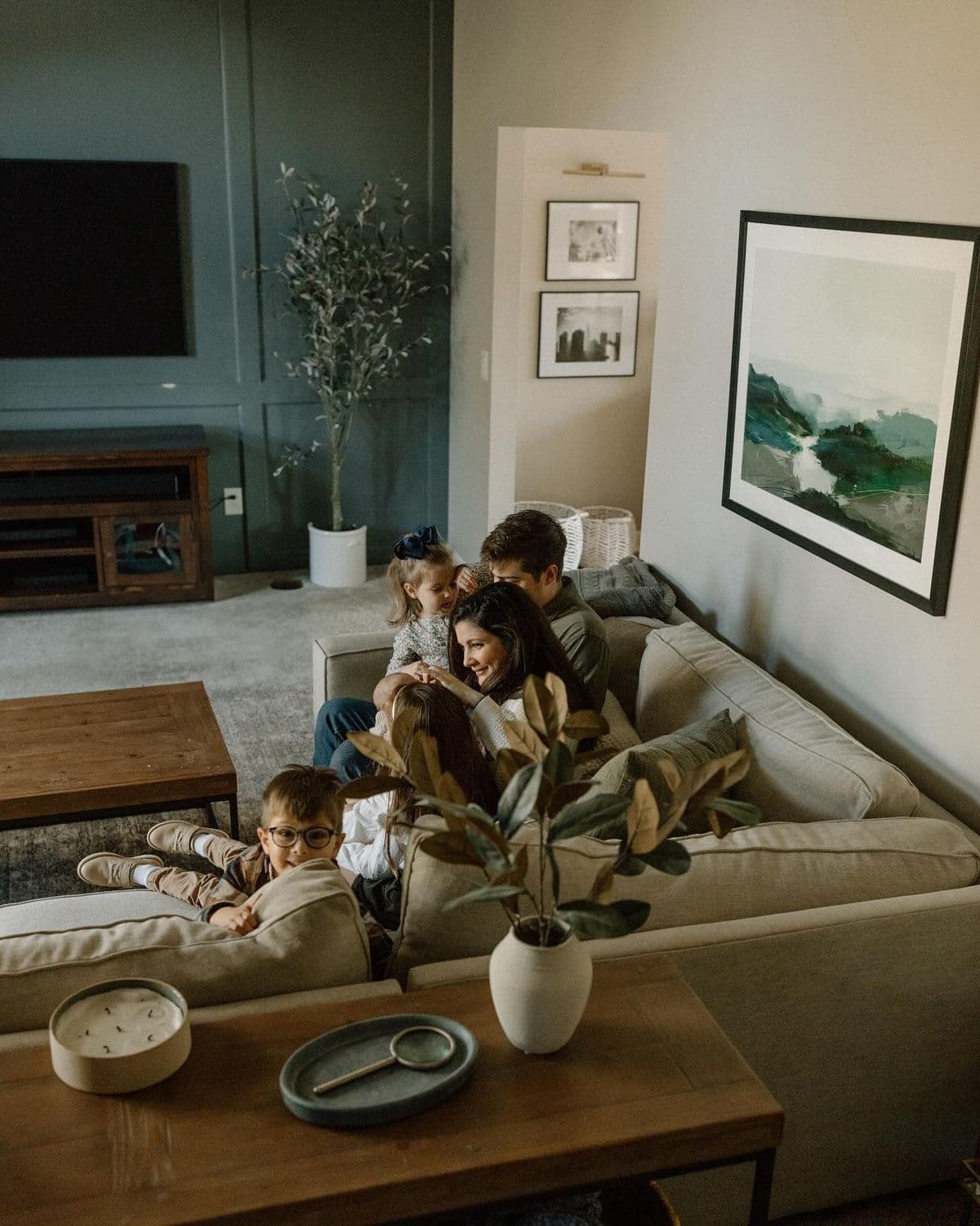 Family outside their home