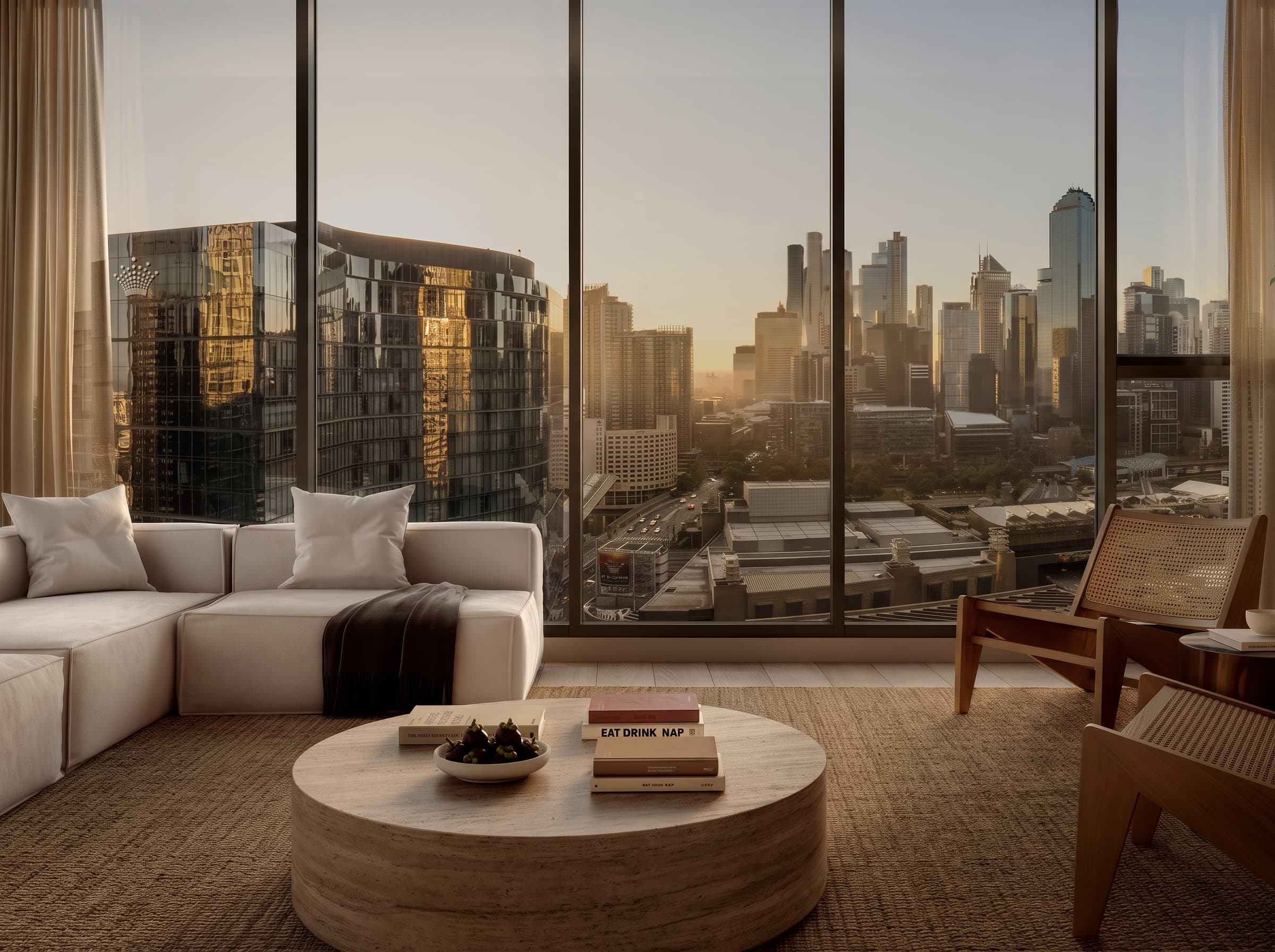 Cavallo living room with cityscape outlook